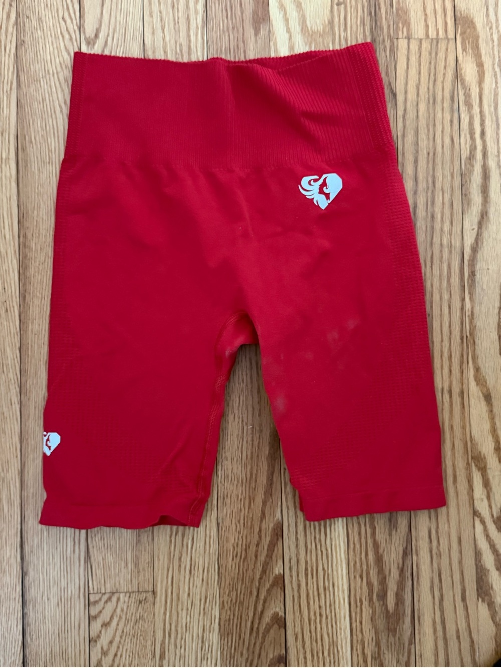 Red Seamless High-Waist Athletic Bike Shorts - Brand Unknown